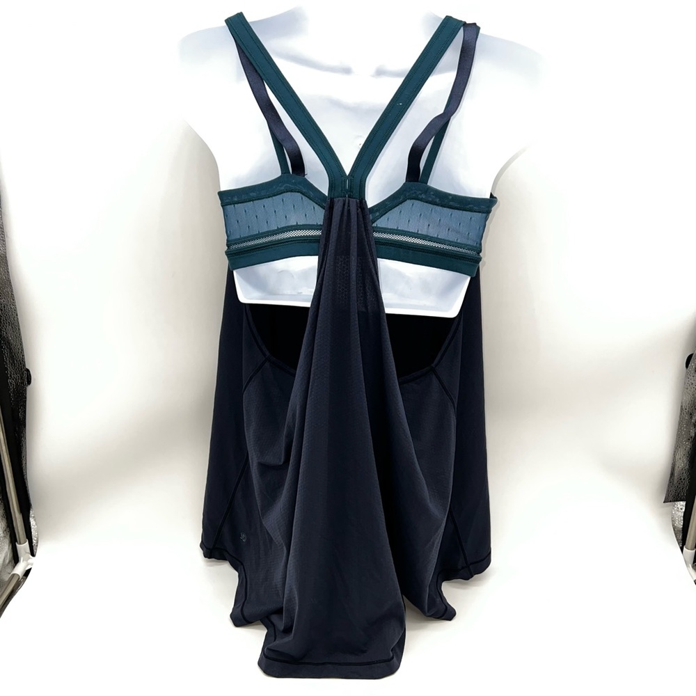 Lululemon Athletica Women’s Deep Blue Tank Top w/Teal Built in Bra-Size 8 - Picture 4 of 10